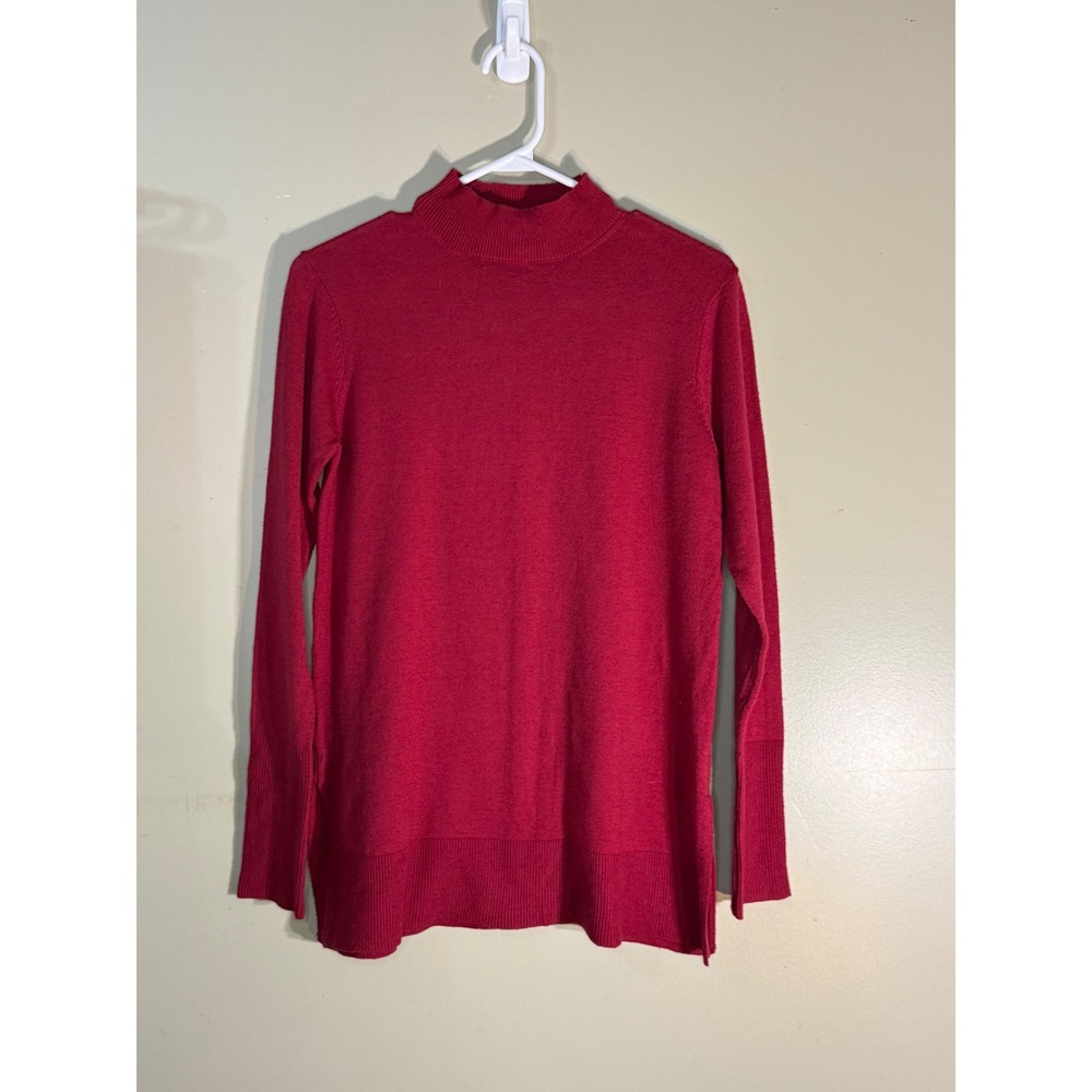 IMNYC Isaac Mizrahi Red Mock Neck Long Sleeve Sweater XS IWF1915015